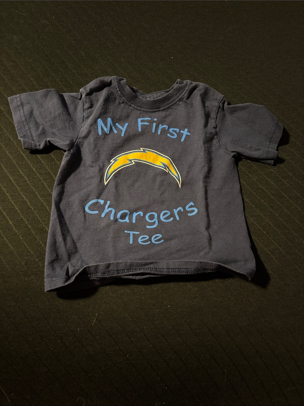 Reebok Navy Blue Chargers Graphic Tee with Yellow Accent